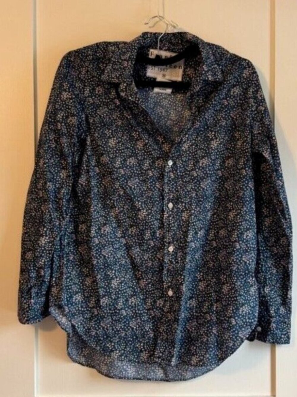 Frank and Eileen FRANK shirt in Navy and Pink Flowers, Made with Liberty Fabric
